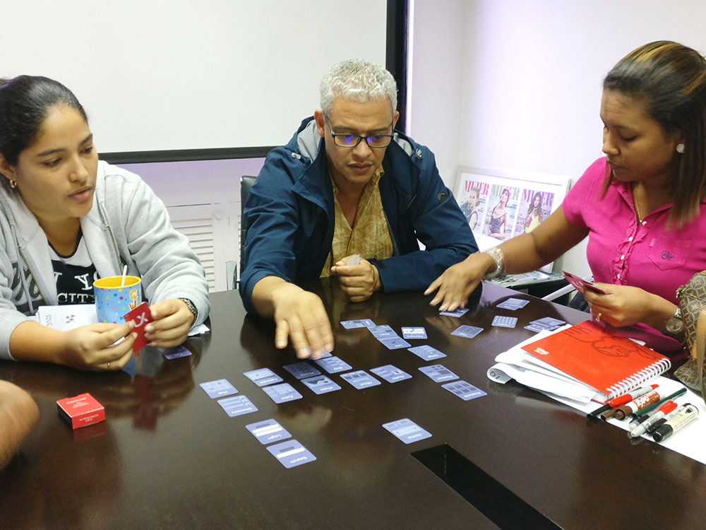 Students playing a card sorting exercise with UX Kit